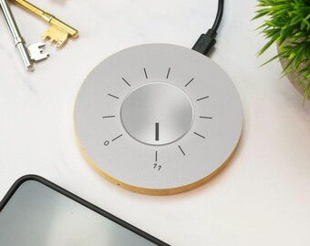 Volume Dial Wireless Charger Wooden Music Knob Audio DJ Studio Desk Accessory Gift