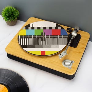 Alfombrilla de vinilo para tocadiscos con diseño retro de tarjeta de prueba de TV, alfombrilla de corcho para tocadiscos, alfombrilla para reproductor de discos de 12" y 7", alfombrilla para DJ, regalo.