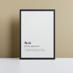 Fleek Definition Poster Print Personalised Wall Art Print Dictionary Definition Print - Available With Frame