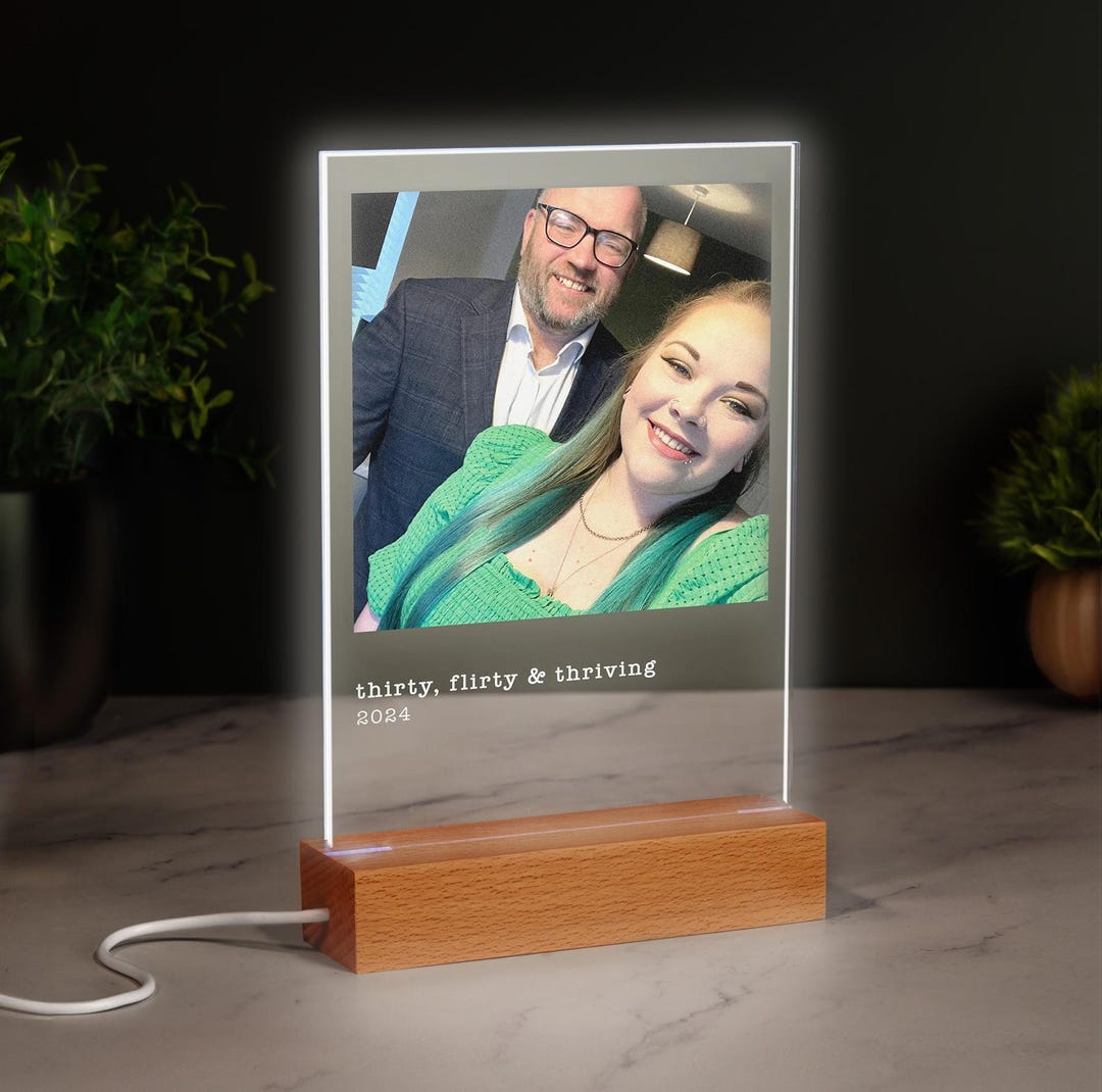 Personalised LED Photo Print Plaque With Custom Message LED Photo Light ...