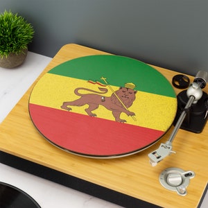 Rastafari Flag Record Player Slip Mat Turn Table DJ Slip Mat Lion of Judah