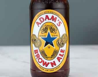 Personalised Brown Ale Label Vinyl Sticker Funny Novelty Gift Birthday Anniversary