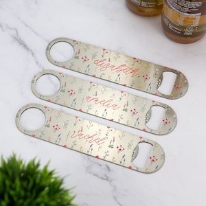 Personalised Floral Pattern Bar Blade Wild Flowers Beer Bottle Opener Printed Stainless Steel
