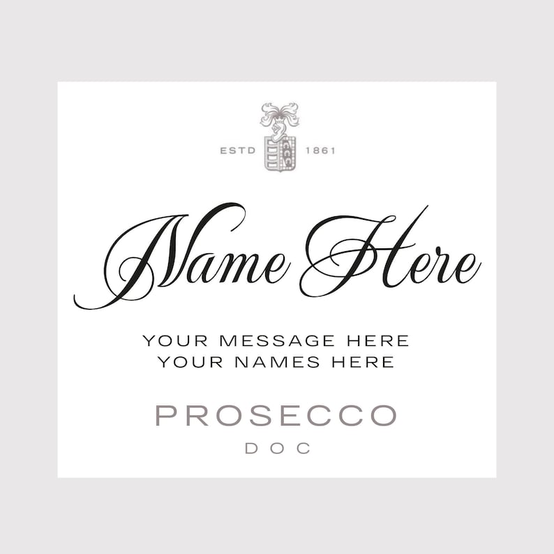 Personalised Prosecco Champagne Wine Label Vinyl Sticker Funny Novelty Gift Birthday Anniversary zdjęcie 4