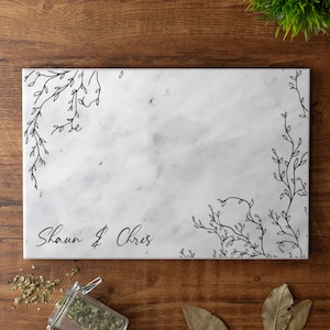 Personalised Solid Marble Chopping Board Custom Printed Cheese Board Serving Board With Wild Branches