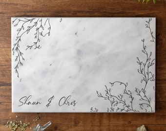 Personalised Solid Marble Chopping Board Custom Printed Cheese Board Serving Board With Wild Branches
