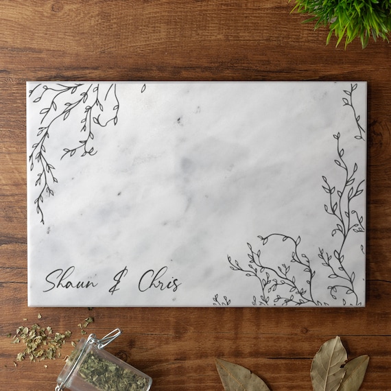 Personalised Solid Marble Chopping Board Custom Printed Cheese Board Serving Board With Wild Branches