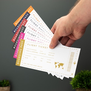 Affiche personnalisée de billets d'avion, impression carte d'embarquement pour les fêtes, cadeau anniversaire, mariage, Noël