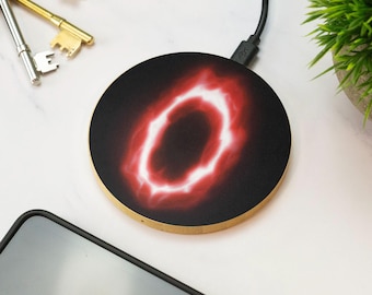 Red Portal Wireless Charger Wooden Sci Fi Vortex Gaming Cosmic Space Desk Accessory Gift