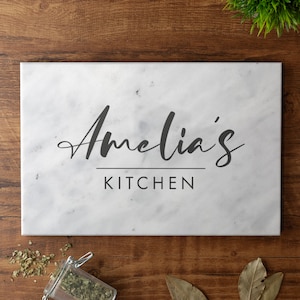 Personalised Solid Marble Chopping Board Custom Printed Cheese Board Serving Board Any Name&#39;s Kitchen