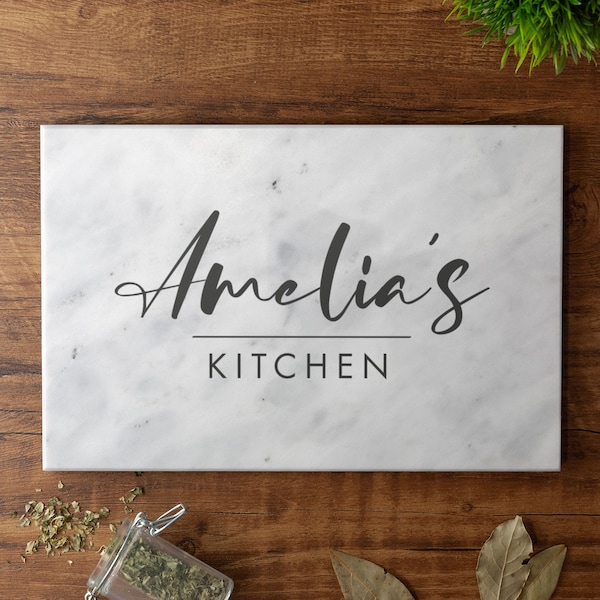 Personalised Solid Marble Chopping Board Custom Printed Cheese Board Serving Board Any Name's Kitchen