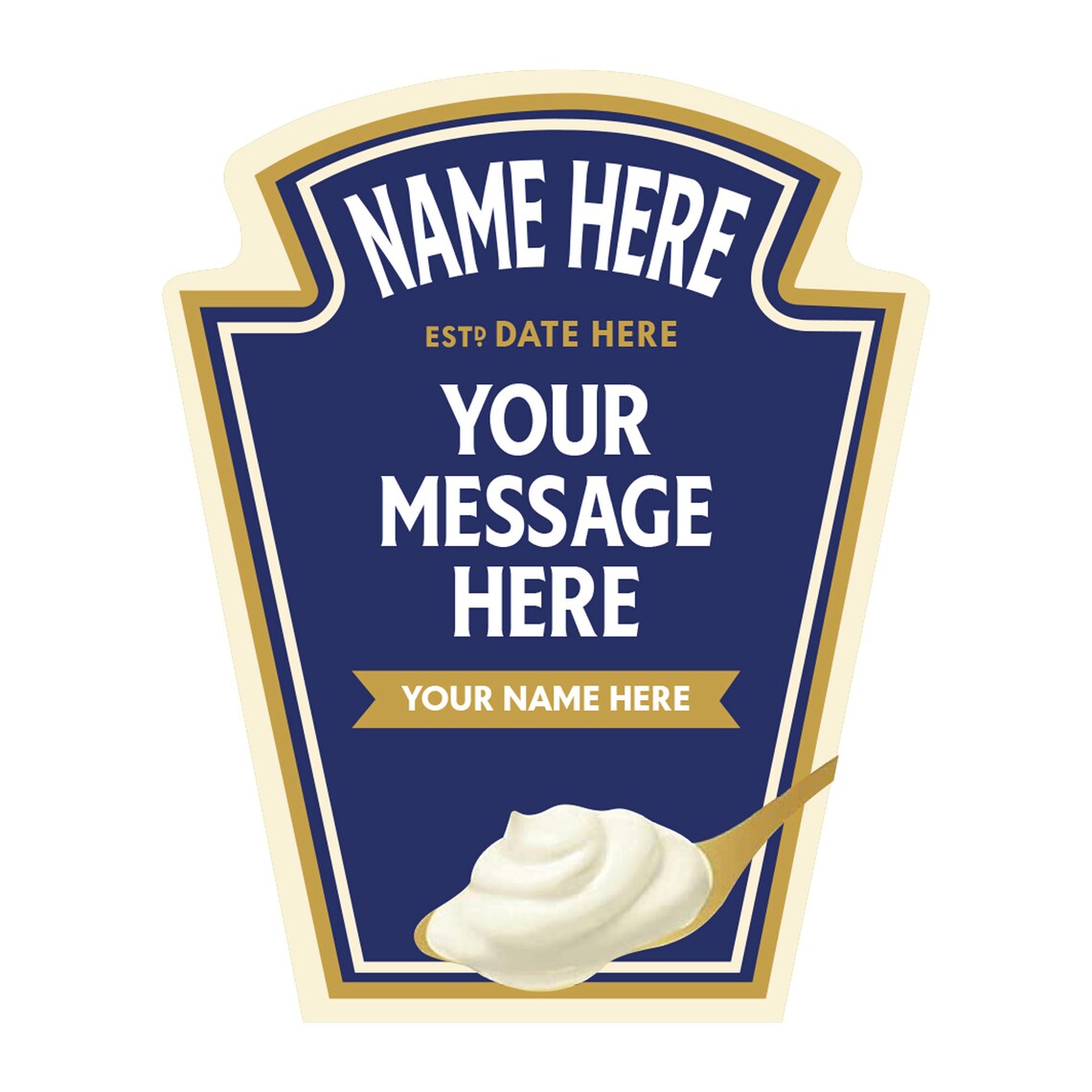 Personalised Mayonnaise Label Vinyl Sticker Funny Novelty Gift Etsy
