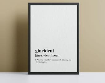 Stampa poster con definizione di incidente Stampa artistica da parete personalizzata Stampa con definizione di dizionario - Disponibile con cornice