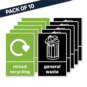 10x Recycling Etiketten Mülleimer Aufkleber Home Office Küche 150 mm