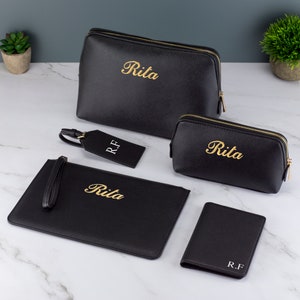 Personalisierte PU-Leder-Reise-Set benutzerdefinierte Make-up-Tasche, Zubehör Tasche & Passport Cover Geschenk