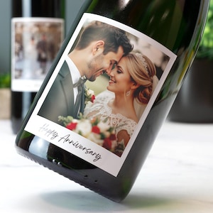カスタム写真ワインラベルステッカー カップルの誕生日記念日の結婚式パーソナライズされた写真ギフト プロセッコシャンパンにも使えます