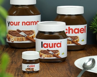 Gepersonaliseerde chocopasta LABEL VINYL STICKER Grappige nieuwigheid Hazelnoot Cadeau Verjaardag Verjaardag