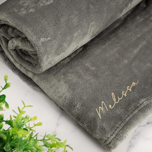 Embroidered Blanket Custom Name Date Personalised Fleece Blanket For Him For Her Couples Gift