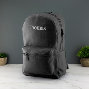 Personalised Kids Backpack Embroidered with Name Initials Choice of Colours School Bag with Adjustable Straps Black