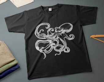 Octopus Ink Drawing Kraken T-Shirt Various Sizes & Colours Tee