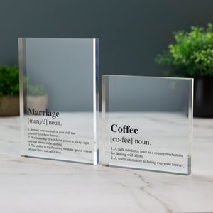 Custom Dictionary Definition Plaque Acrylic Block Print Funny Housewarming Gift Bookend