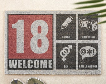 Gamers Rated 18 Brush Door Mat Front Door Mat Custom Printed Funny Doormat First Home Family Gift Couples Gift