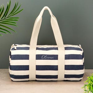 Personalisierte nautische Canvas Barrel Bag - bestickte individuelle Reisetasche Bauernhaus