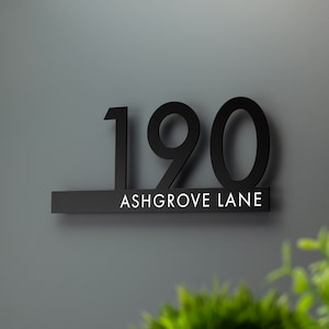Contemporary Cut Out Modern House Number Sign Printed Address Signage Matt & Gloss Finishes image 2