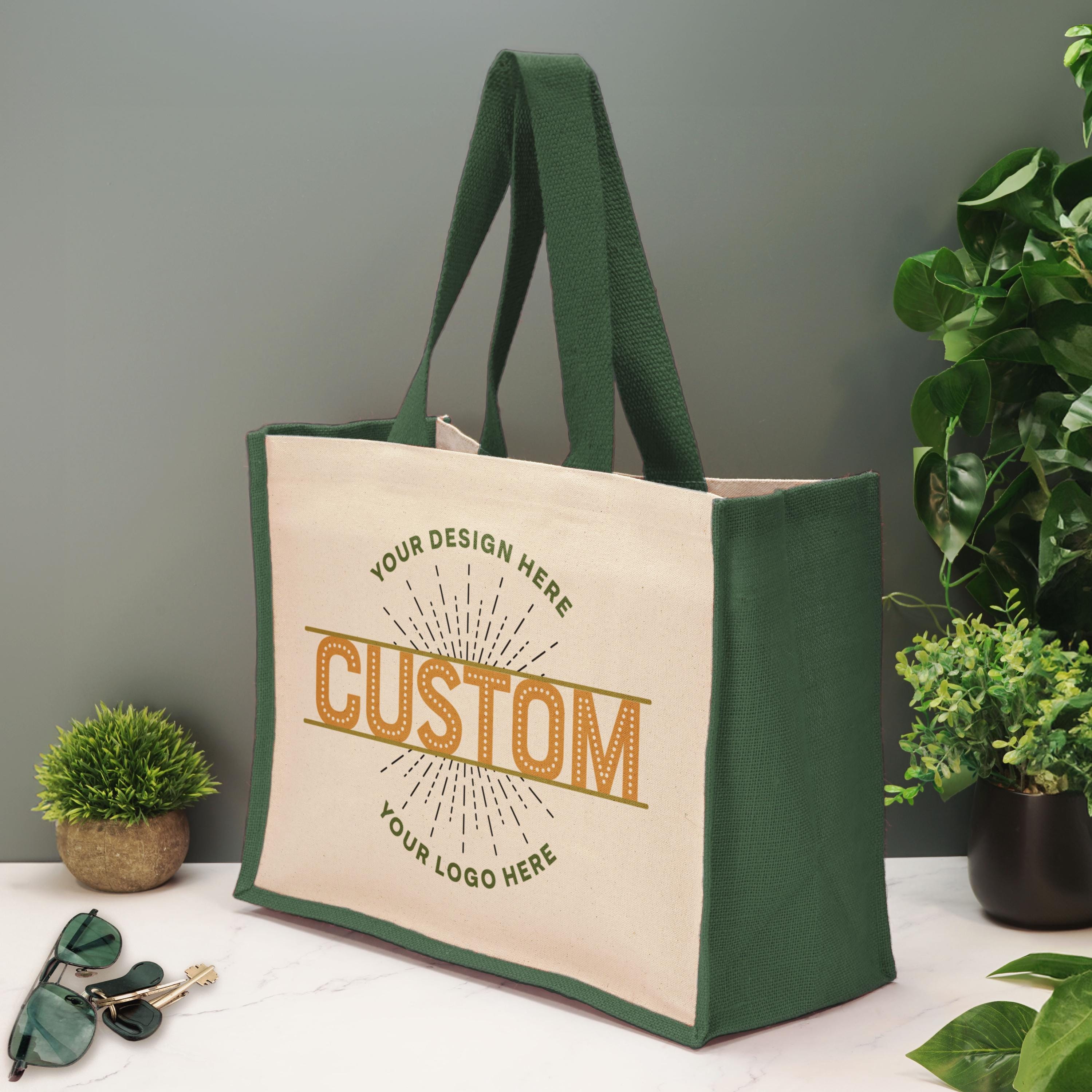 Custom Logo Tote Bag Business Logo Large Jute Shopping Bag Corporate Gift Small Business Merchandise