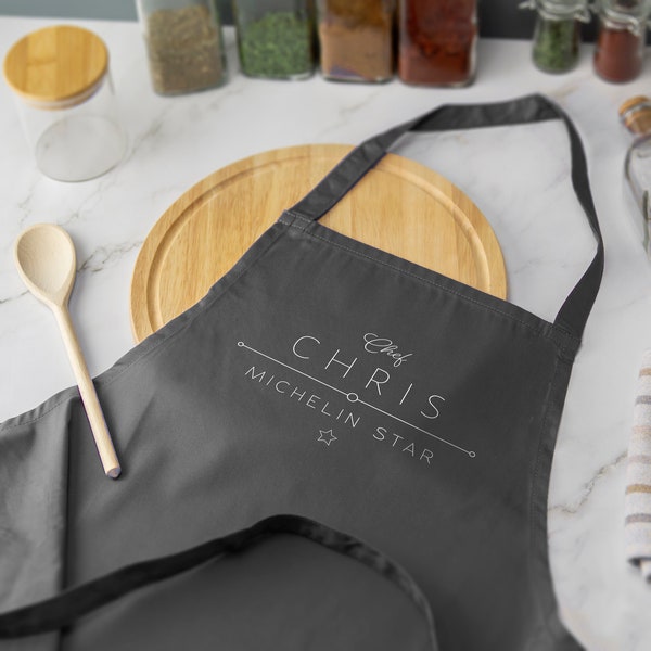 Personalised Michelin Star Apron Baking Custom Name Home Cooking Chef Several Colours Available