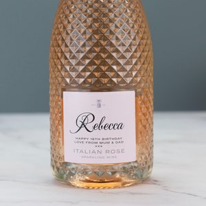 Personalisierte Prosecco Champagner Wein Etikett Vinyl Aufkleber Lustig Neuheit Geschenk Geburtstag Jahrestag Rose Prosecco