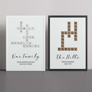 Word Letter Tile Family and Friends Name Poster Print Two Designs to Choose From - Available With Frame