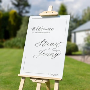 Wedding Welcome Sign Personalised Acrylic Poster Print Entrance Wedding Decor Script Design