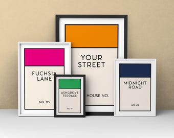 Board Game Style Street Property Poster Wall Art Print - Available With Frame