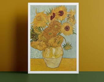Sunflowers van Gogh Poster Print Classic Painting Reproduction Poster Art Gift - Available With Frame