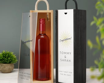 Personalised Wine Box Custom Printed Congratulations Gift Weddings Anniversary Bridesmaid Groomsmen Birthdays