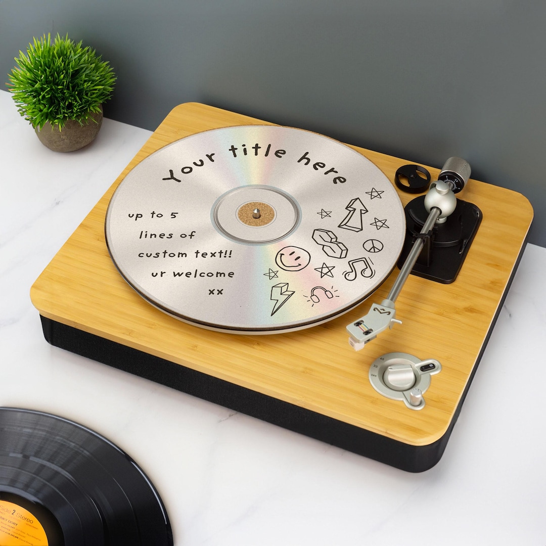 Personalised CD Style Slip Mat Custom Text Handwritten Marker Look DJ ...