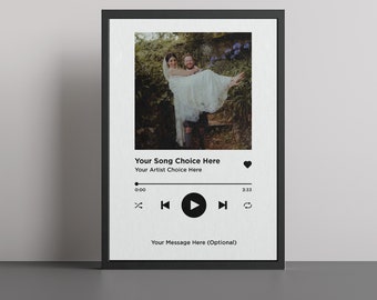 Personalised Song Poster Wall Art Print Custom Music - Available With Frame