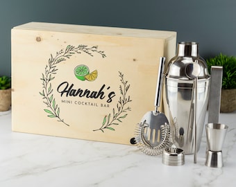Personalised Cocktail Set Complete with Custom Printed Box Home Bar Enthusiasts Drink Set Design 1