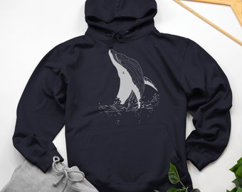 Whale Ink Drawing Hoodie Various Sizes & Colours