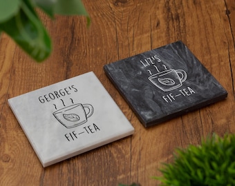 Posavasos de mármol macizo personalizado para quince años, posavasos con impresión personalizada, regalo para 50 cumpleaños