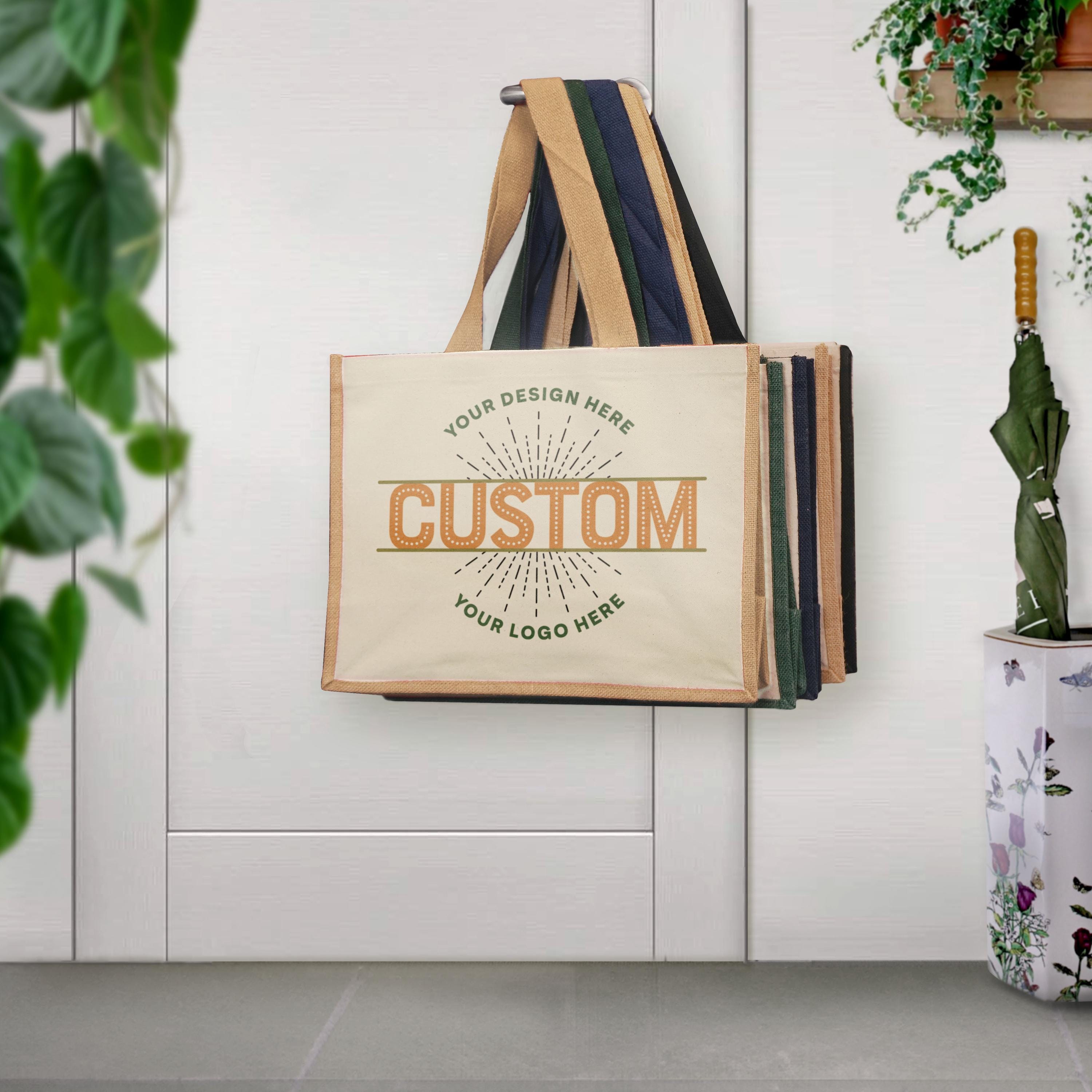 Custom Logo Tote Bag Business Logo Large Jute Shopping Bag Corporate Gift Small Business Merchandise