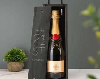 Custom 21st Birthday Champagne Wine Gift Box Milestone Birthday Gift For Him Her Celebration Wine Lover Gift Birthday Gift