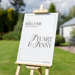 Wedding Welcome Sign Personalised Acrylic Poster Print Entrance Wedding Decor Serif Design