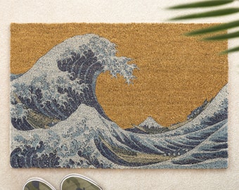 Tapis de porte à brosse à vagues japonaises La grande vague au large de Kanagawa Print