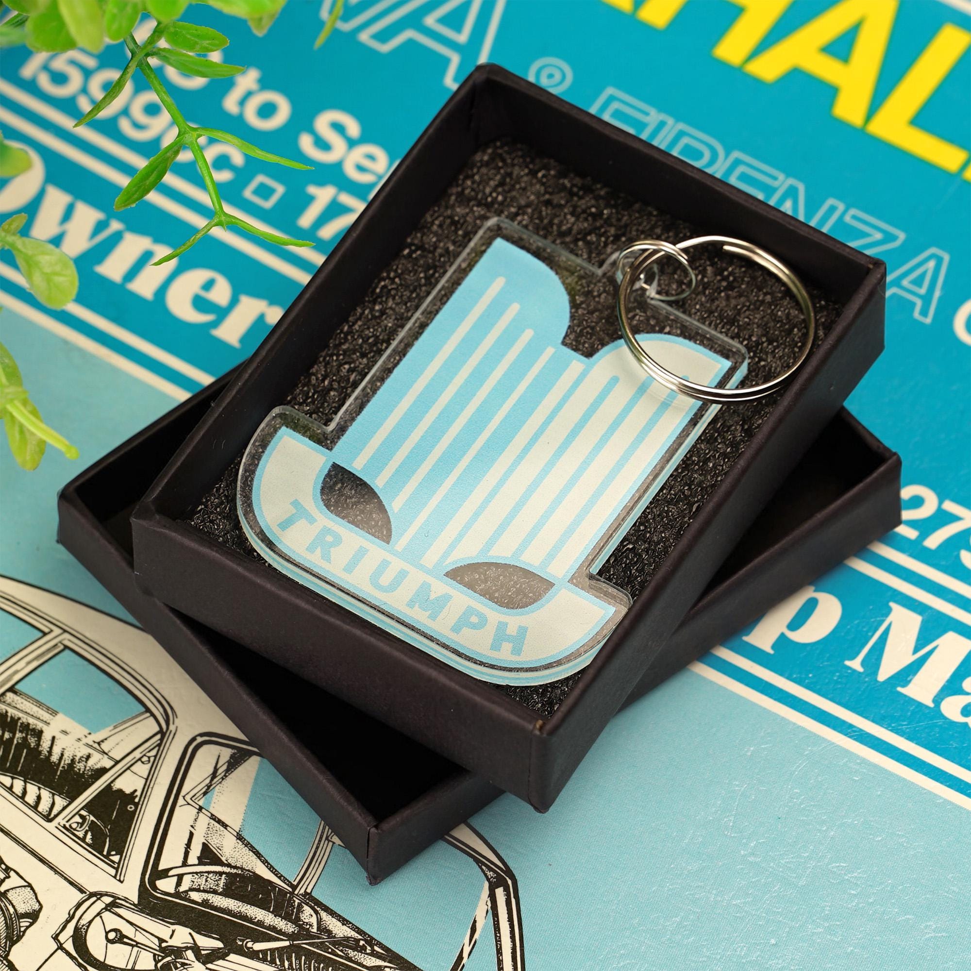 Triumph Ribbon Key Chain Triumph Badge Keyring Shield Waterfall Logo Classic British Car ...