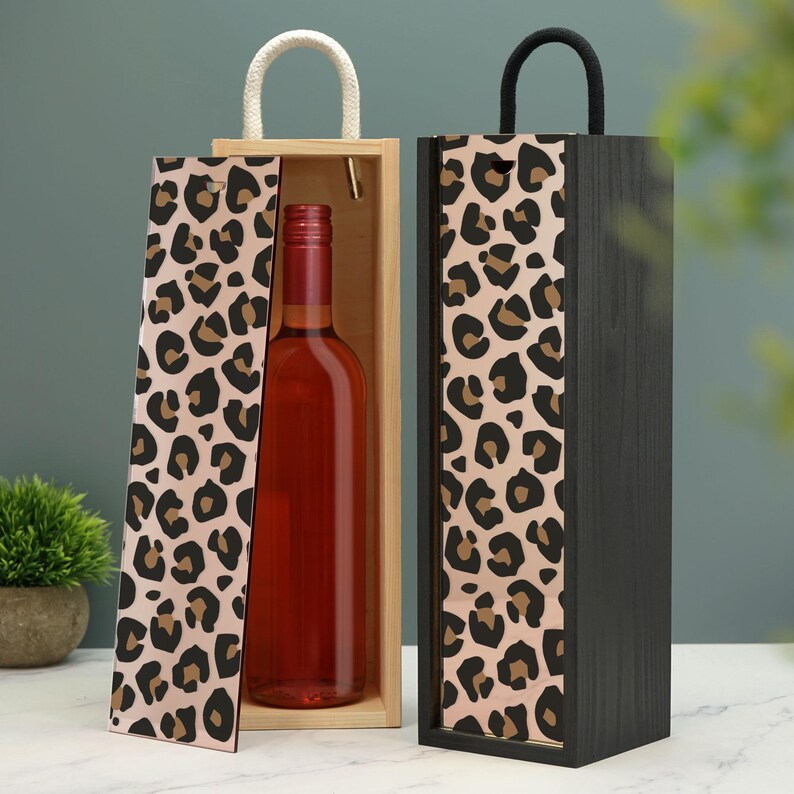 Leopard Alcohol Box Leopard Print Champagne Wine Gift Box Animal Print Birthday Christmas ...