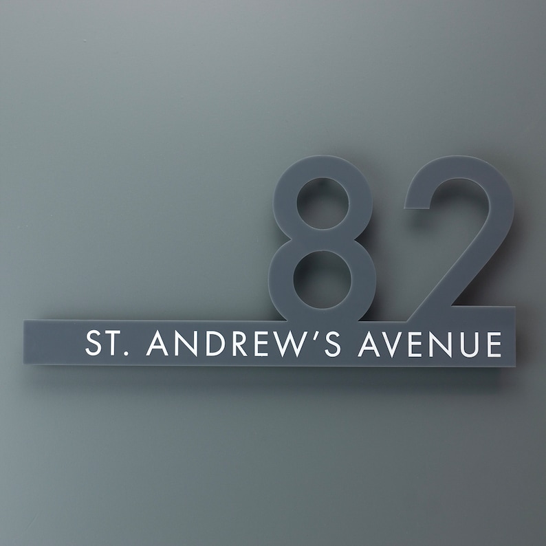 Contemporary Cut Out Modern House Number Sign Printed Address Signage Matt & Gloss Finishes image 7