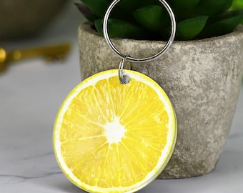 Lemon Slice Keyring Acrylic Fruit Keychain, Fun Summer Gift Silly Cheap Gift Idea