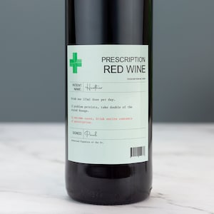 Personalised Prescription Wine Label Red White Rose Vinyl Sticker Funny Novelty Gift Birthday Anniversary image 2